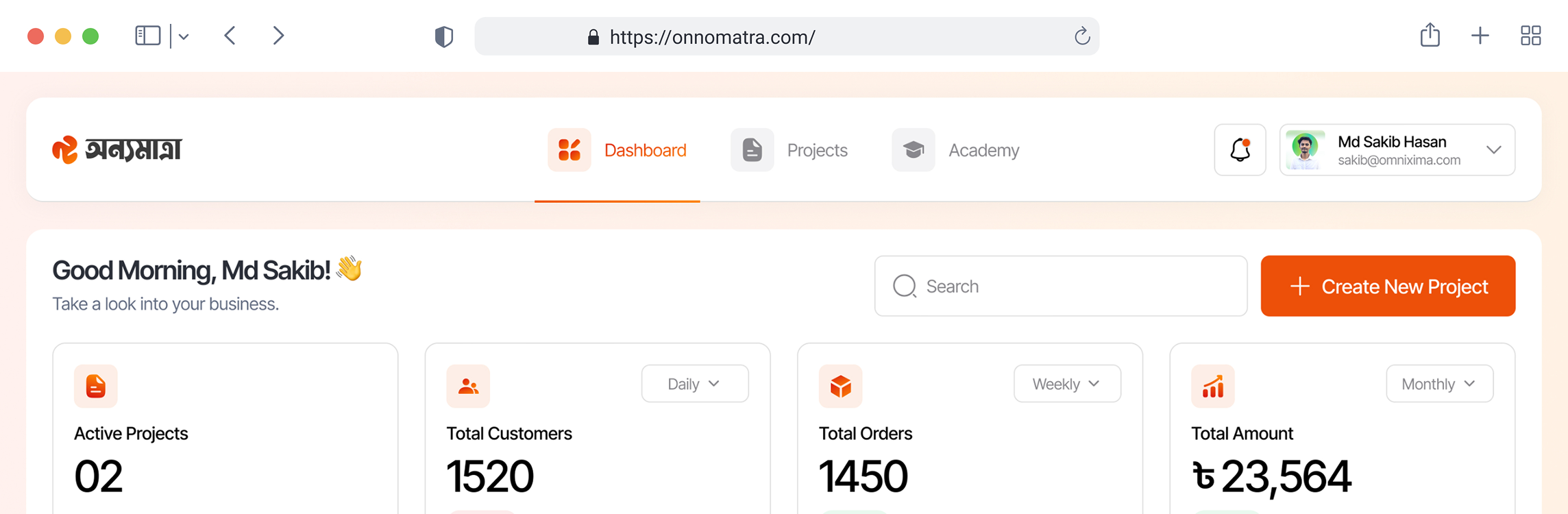 Onnomatra Dashboard Preview